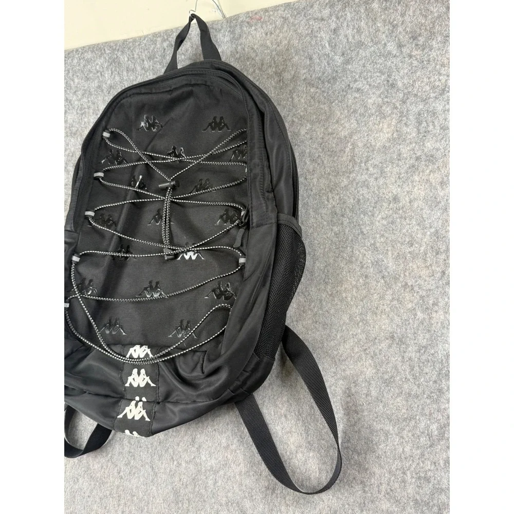 Kappa Backpack Unisex Medium Black Polyester Sport Bungee Logo Y2K Streetwear